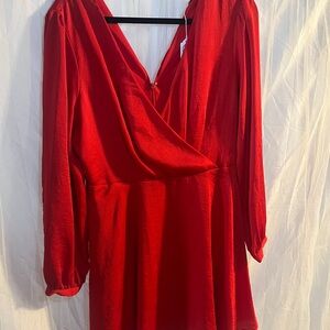 Express Red Long Sleeve Dress